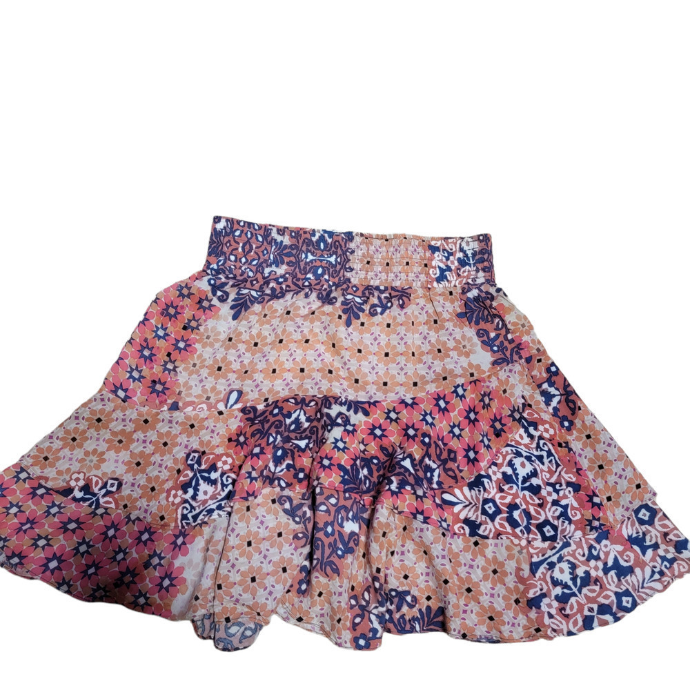 Cabi Isabel Ruffle Skirt Pull On Patchwork Floral… - image 2